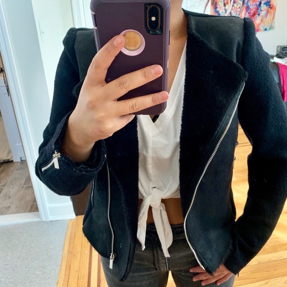 Zara Jackets & Blazers - Zara Black Biker Jacket (wool and polyester)